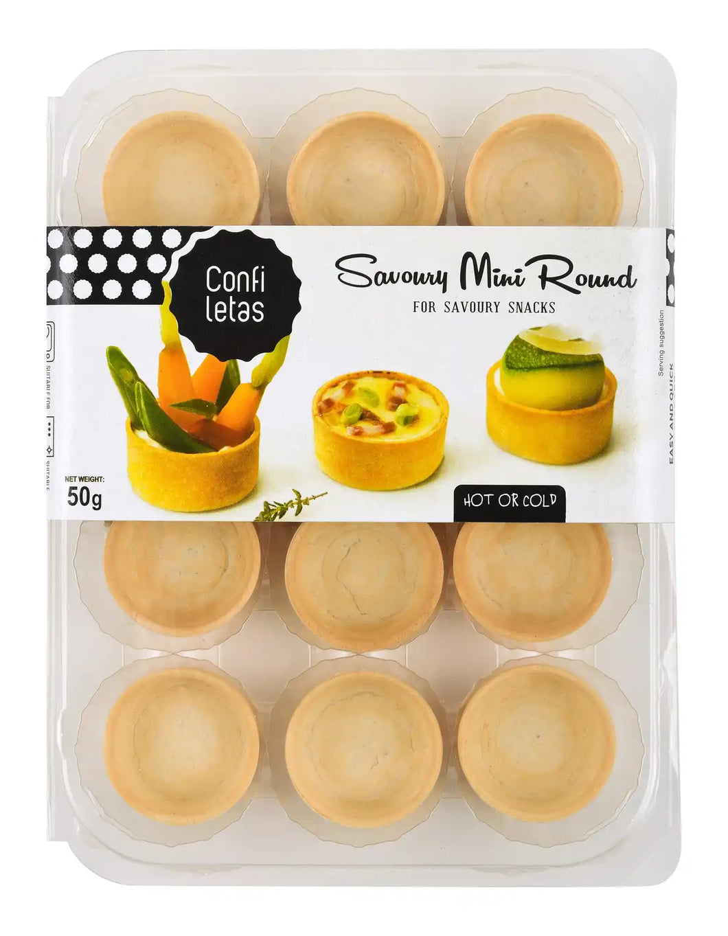 Confiletas mini Savoury Round Pastry Cases (12pk)