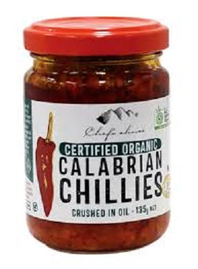 Chefs Choice Organic Calabrian Crushed Chillies in Olive Oil Hot 135g