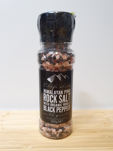 Himalayan Rock Salt & Organic Whole Black Pepper with Grinder